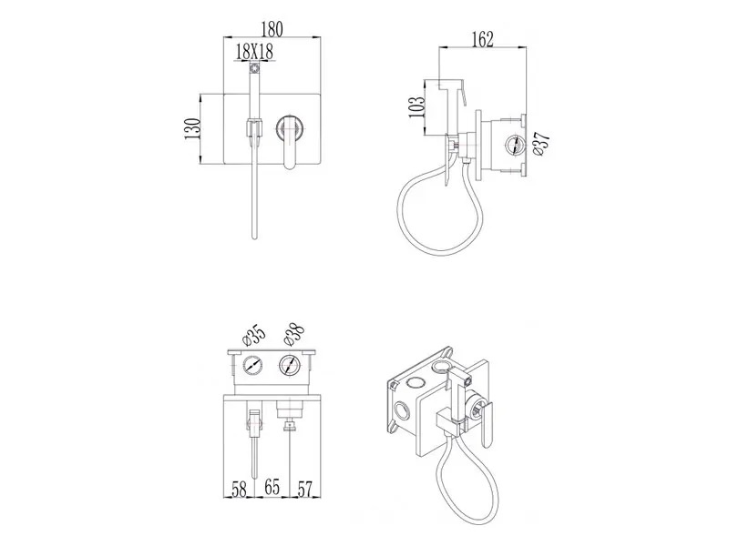 Черен хигиенен душ ICF 3315B (1)